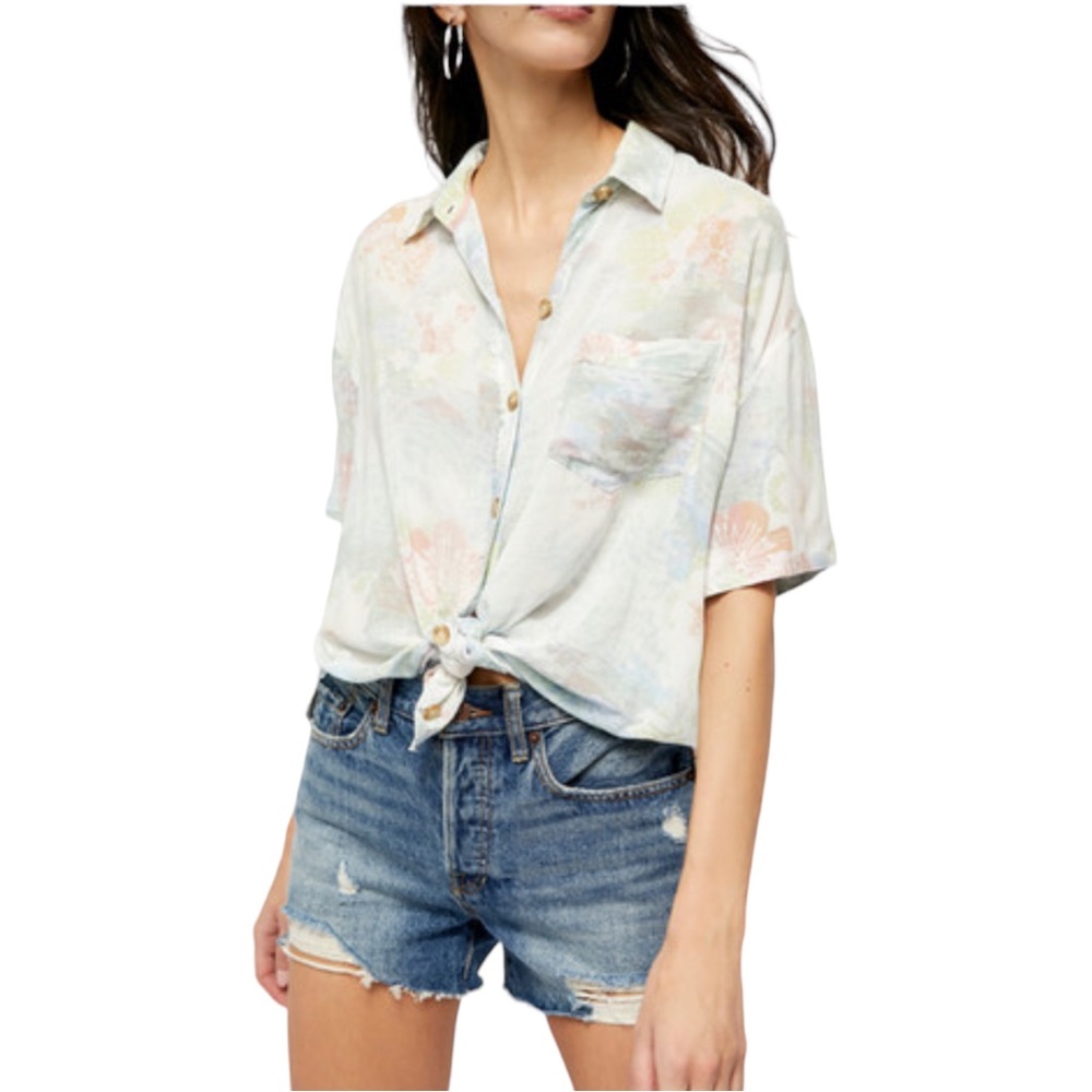 We the Free Pale Tropical Print Shirt - Picture 1 of 12